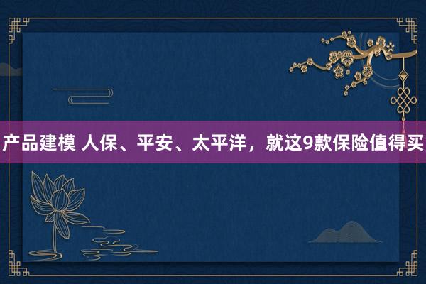 产品建模 人保、平安、太平洋，就这9款保险值得买