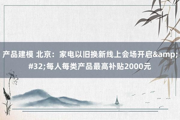 产品建模 北京：家电以旧换新线上会场开启&#32;每人每类产品最高补贴2000元